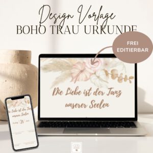 Trauurkunde Boho Vorlage zum selbergesalten