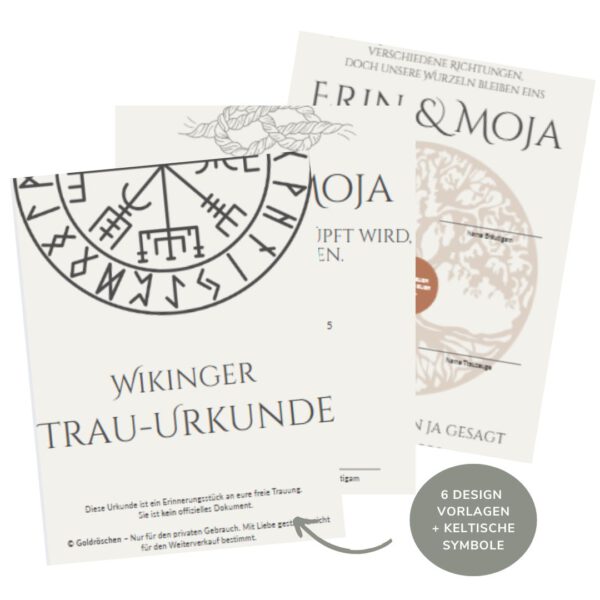 keltische Trauurkunde, Wikingerhochzeit Urkunde, Vorlage, personalisierbar