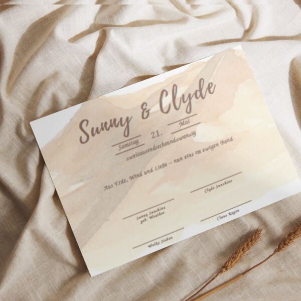 Vorlage Trauurkunde Hochzeitsurkunde Sand Ritual