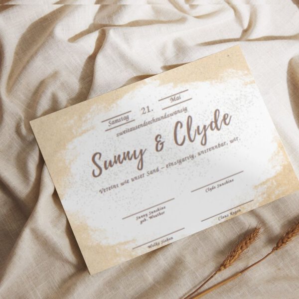 Vorlage Trauurkunde Hochzeitsurkunde Sand Ritual