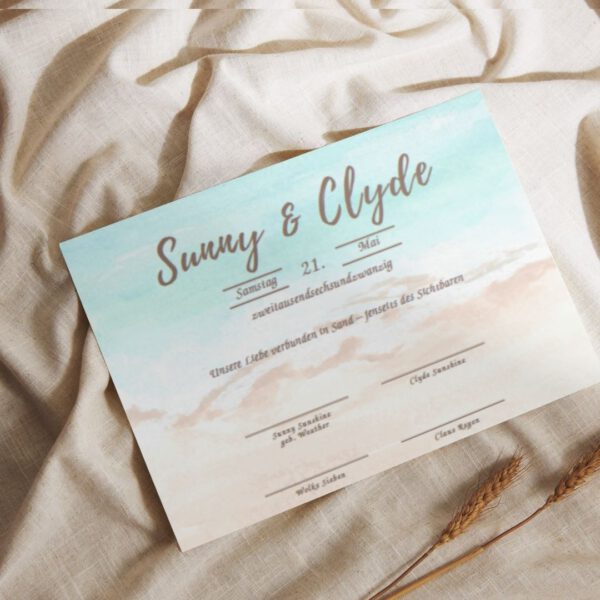 Vorlage Trauurkunde Hochzeitsurkunde Sand Ritual