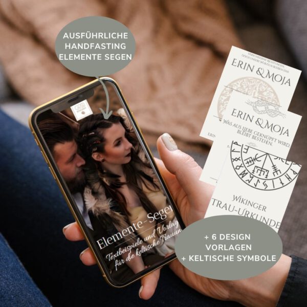 Wikinger Elememte Set - Wikingerhochzeit Bundle Vorlage und Anleitung Elementesegen und 6 Designvorlagen Trauurkunde