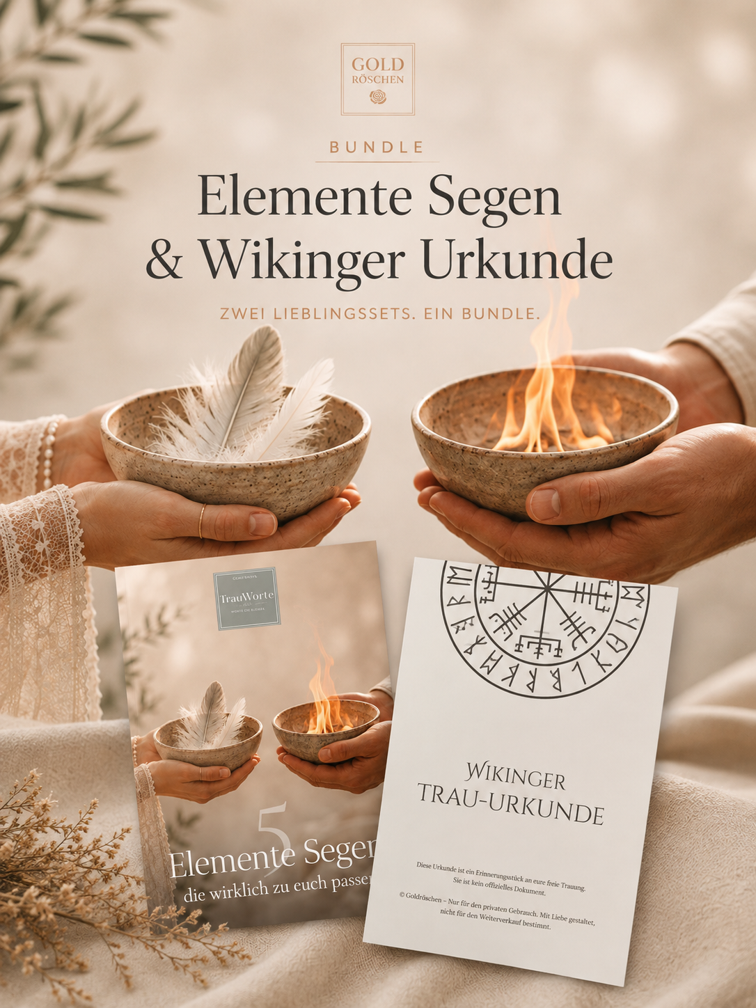 TrauWorte Bundle Elemente-Segen und Wikinger-Urkunde für die freie Trauung