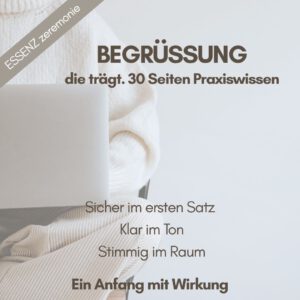 Cover des digitalen Leitfadens ESSENZ Z01 Begrüßung in der freien Trauung mit Fokus auf Einstieg, Atmosphäre und Wirkung