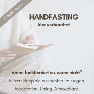 Cover des digitalen Leitfadens ESSENZ R01 Handfasting für freie Trauungen mit Fokus auf Ablauf, Moderation und Atmosphäre