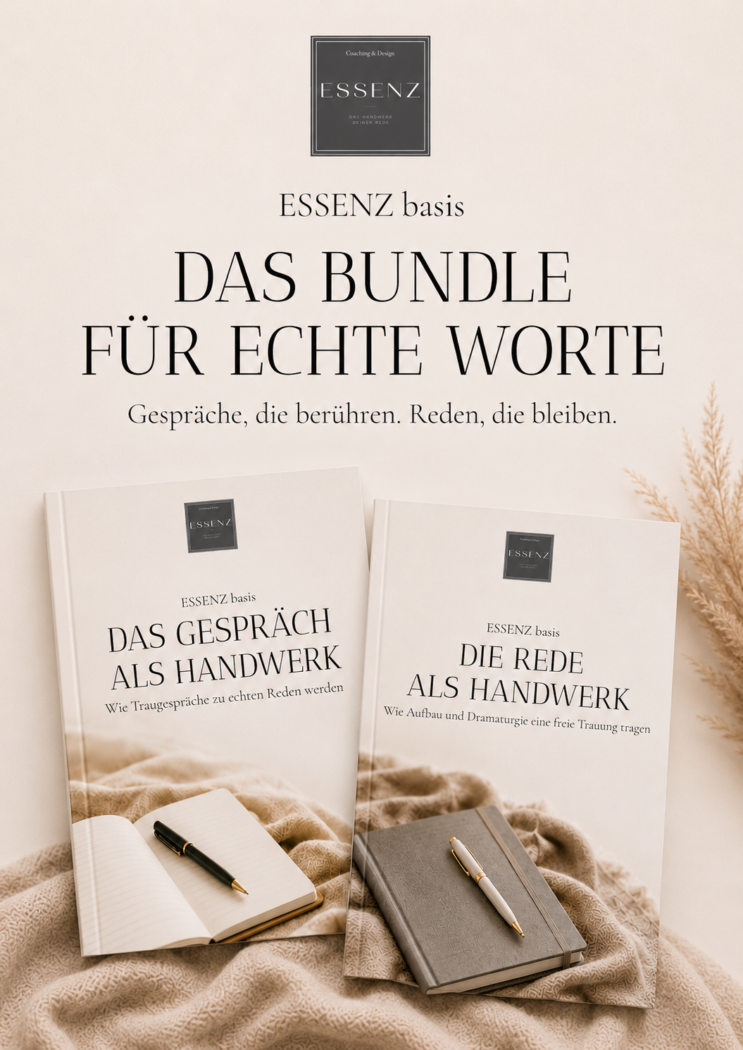 Zwei ESSENZ PDFs von Goldröschen – Traugespräch führen und Traurede schreiben als Bundle