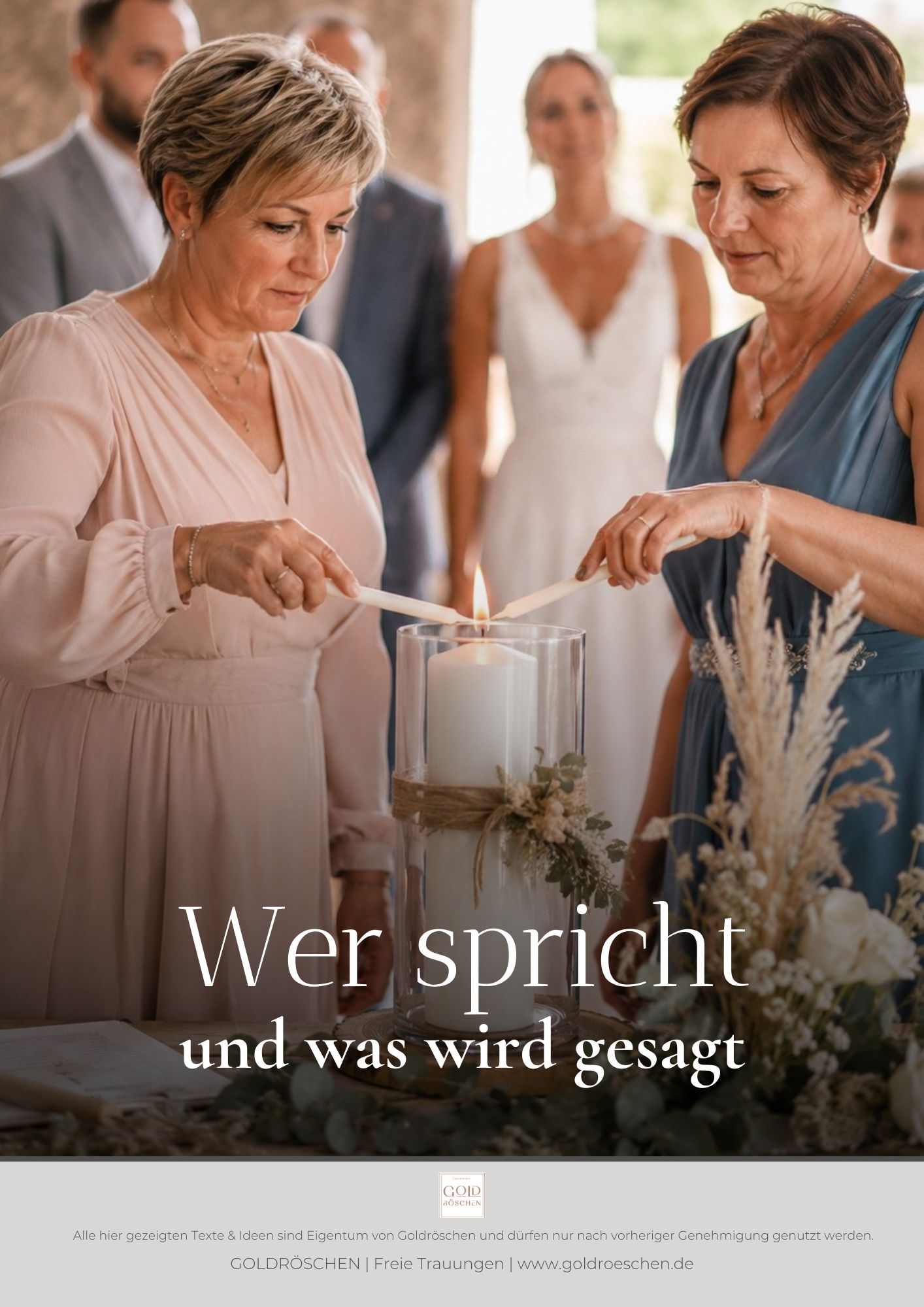 Textvorlagen für Eltern, Freunde, Trauzeugen und Brautpaar bei der Hochzeitskerze.