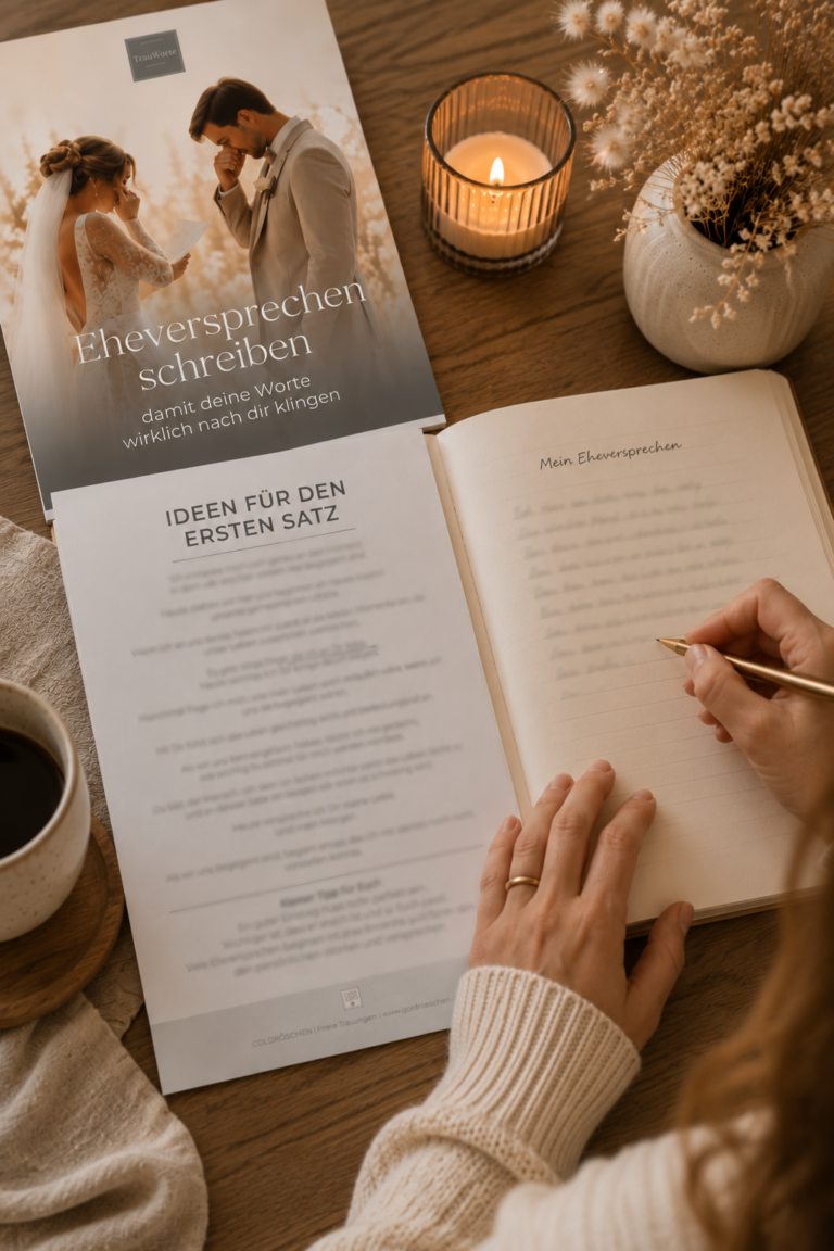 PDF Eheversprechen schreiben von Goldröschen – ausgedruckt in der Hand