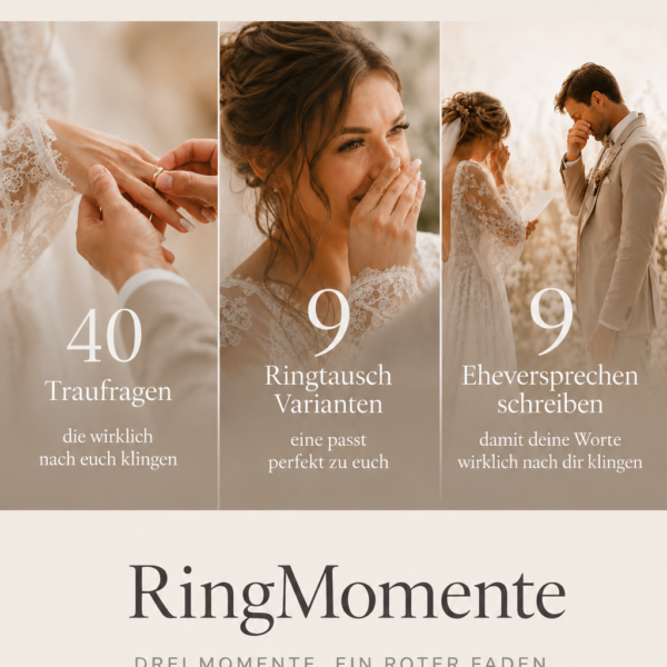 RingMomente Bundle mit Traufragen, Eheversprechen und Ringtausch für die freie Trauung