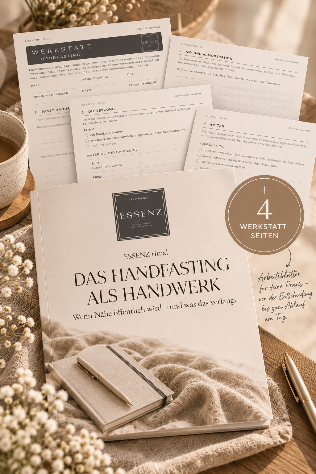 ESSENZ Handfasting-Fachbuch mit vier Werkstatt-Blättern